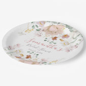 フローラ赤面ピンクグリーンエレガントブライダルシャワー ペーパープレート (アングル)