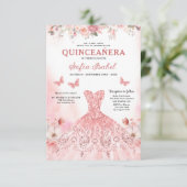 フローラ赤面ピンクバイリンガルスペインのキンセアニェラ 招待状 (スタンド正面)