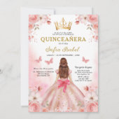 フローラ赤面ピンクバイリンガルスペインのキンセアニェラ 招待状 (裏面)