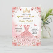 フローラ赤面ピンクバイリンガルスペインのキンセアニェラ 招待状 (スタンド正面)