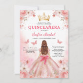 フローラ赤面ピンクバイリンガルスペインのキンセアニェラ 招待状 (裏面)