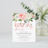 フローラ赤面ピンクバジェットブライダルシャワー招待状 (スタンド正面)