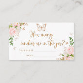 フローラ赤面ピンクバタフライはキャンディーの数を推測 エンクロージャーカード (正面)