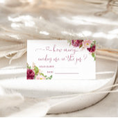 フローラ赤面ピンクバーガンディはキャンディーの数を推測 エンクロージャーカード