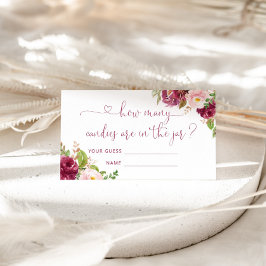 フローラ赤面ピンクバーガンディはキャンディーの数を推測 エンクロージャーカード