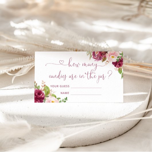 フローラ赤面ピンクバーガンディはキャンディーの数を推測 エンクロージャーカード