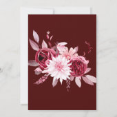 フローラ赤面ピンクバーガンディースクリプトブライダルシャワー 招待状 (裏面)