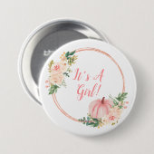 フローラ赤面ピンクパンプキンガール 缶バッジ (正面&裏面)