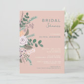 フローラ赤面ピンクフローラブライダルシャワー 招待状 (スタンド正面)