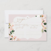 フローラ赤面ピンクブライダルシャワーレシピカード 招待状 (正面)