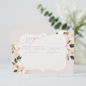 フローラ赤面ピンクブライダルシャワーレシピカード 招待状 (スタンド正面)