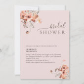 フローラ赤面ピンクブライダルシャワー 招待状 (正面)