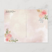 フローラ赤面ピンクプリンセス誕生日キンセアニェラ インビテーションポストカード (裏面)