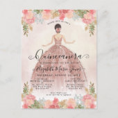 フローラ赤面ピンクプリンセス誕生日キンセアニェラ インビテーションポストカード (正面)