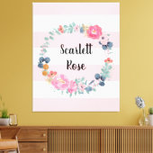 フローラ赤面ピンクベビーガールパーソナライズされた子供部屋 キャンバスプリント (インサイチュ (リビング))