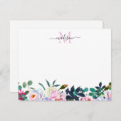 フローラ赤面ピンクホワイト牡丹植物単図 ノートカード (正面/裏面)