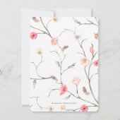 フローラ赤面ピンクボホシックフローラブライダルシャワー 招待状 (裏面)