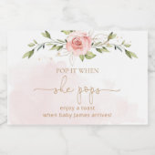 フローラ赤面ピンクポップ・アートののユーカリ彼女がポップ スパークリングワインラベル (シングルラベル)