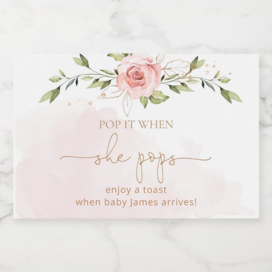 フローラ赤面ピンクポップ・アートののユーカリ彼女がポップ スパークリングワインラベル (シングルラベル)