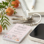 フローラ赤面ピンクメモリアル祈りの言葉 キーホルダー (正面右)