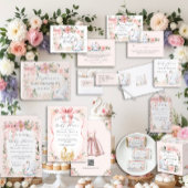 フローラ赤面ピンクリボンスワン金ゴールドベビーシャワー 招待状