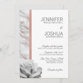 フローラ赤面ピンクローズゴールドフォイルマーブル結婚ズ 招待状 (正面/裏面)