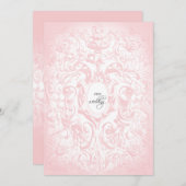 フローラ赤面ピンクヴィンテージウェディング招待状 招待状 (正面/裏面)
