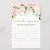 フローラ赤面ピンク及び金ゴールドベビーシャワーゲームプリント (正面/裏面)