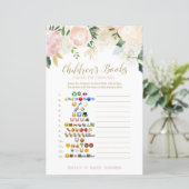 フローラ赤面ピンク及び金ゴールドベビーシャワーゲームプリント (スタンド正面)