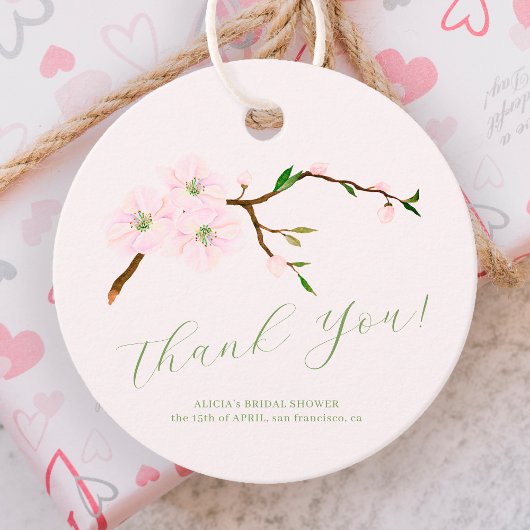 フローラ赤面ピンク感謝していブライダルシャワー フェイバータグ
