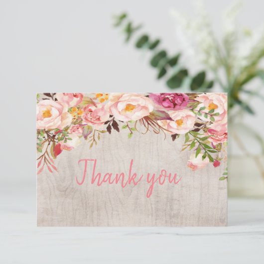 フローラ赤面ピンク牡丹サンキューカード サンキューカード (スタンド正面)