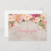 フローラ赤面ピンク牡丹サンキューカード サンキューカード (正面/裏面)
