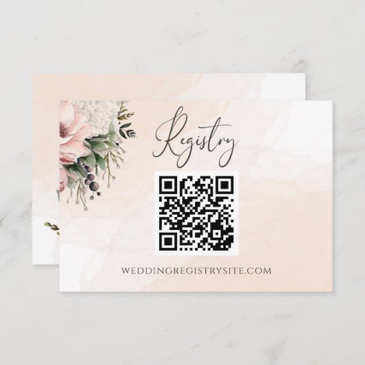 フローラ赤面ピンク結婚のレジストリエンクロージャカード 出欠カード (正面/裏面)