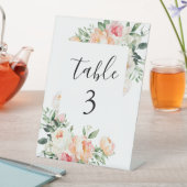 フローラ赤面ピンク結婚牡丹のテーブル番号タブ 台座サイン (インサイチュ)