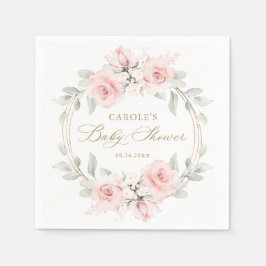 フローラ赤面ピンク緑の金ゴールドベビーシャワー スタンダードカクテルナプキン