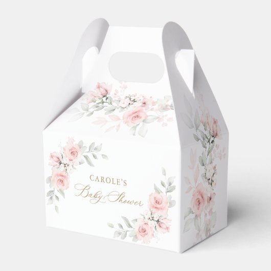 フローラ赤面ピンク緑の金ゴールドベビーシャワー フェイバーボックス (正面サイド)