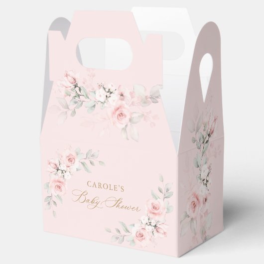 フローラ赤面ピンク緑の金ゴールドベビーシャワー フェイバーボックス (オープン)