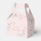 フローラ赤面ピンク緑の金ゴールドベビーシャワー フェイバーボックス (正面サイド)