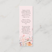 フローラ赤面ピンク記念祈りの言葉カードブックマーク コーリングカード (裏面)