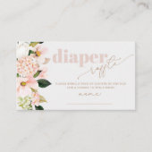 フローラ赤面ピンク赤ちゃんシャワーおむつラッフルチケット エンクロージャーカード (正面)