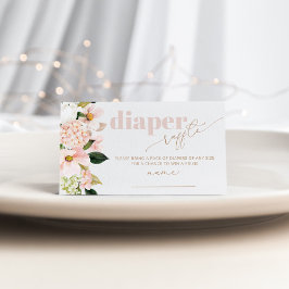 フローラ赤面ピンク赤ちゃんシャワーおむつラッフルチケット エンクロージャーカード