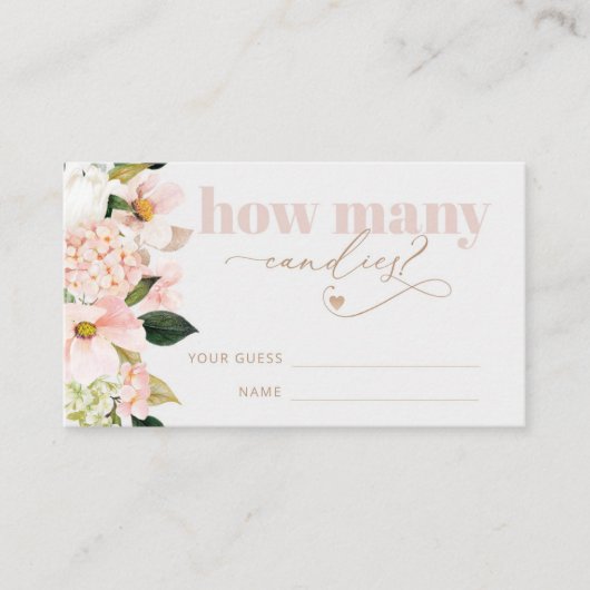 フローラ赤面ピンク金ゴールドはキャンディーの数を推測 エンクロージャーカード (正面)