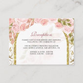 フローラ赤面ピンク金ゴールドアーチキンセアニラ エンクロージャーカード (正面)