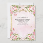 フローラ赤面ピンク金ゴールドグリッタークラウンキンセアニラ 招待状 (裏面)