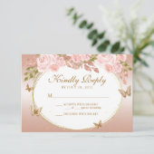 フローラ赤面ピンク金ゴールドティアラバタフライキンセアニラ 出欠カード (スタンド正面)