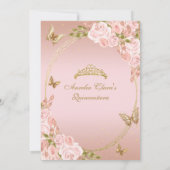 フローラ赤面ピンク金ゴールドティアラバタフライキンセアニラ 招待状 (裏面)