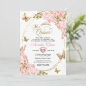 フローラ赤面ピンク金ゴールドティアラバタフライキンセアニラ 招待状 (スタンド正面)