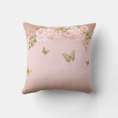 フローラ赤面ピンク金ゴールドティアラバタフライゲストブック クッション (裏面)