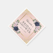 フローラ赤面ピンク金ゴールドネイビーブルーブライダルシャワー スタンダードカクテルナプキン (角)