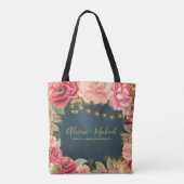 フローラ赤面ピンク金ゴールドネイビーメイドoh honor トートバッグ (裏面)